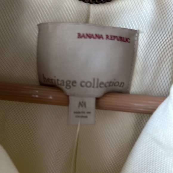 NWT Banana Republic long ivory brown leather size medium western Lined - Picture 3 of 13